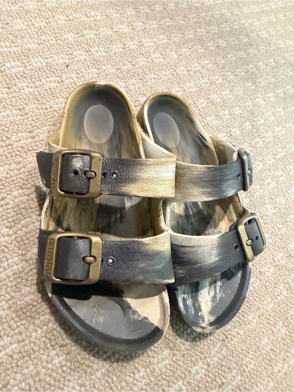Birkenstock Kids Two-Buckle Sandals in Black and Gold-Tone